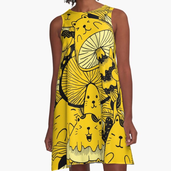 Cat And A Mushroom = MushCat A-Line Dress