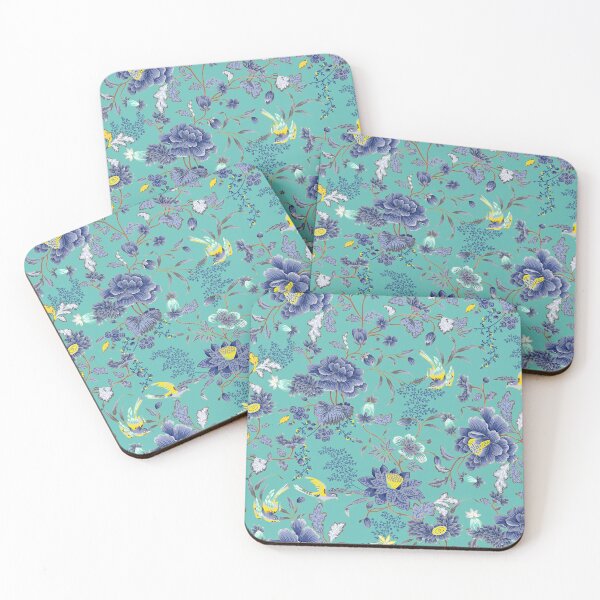 Item preview, Teal Blue Japanese Floral Pattern designed and sold by junkydotcom.