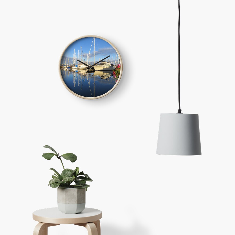 Beautiful and Colorful Yachts and Sailboats in a Marina Clock