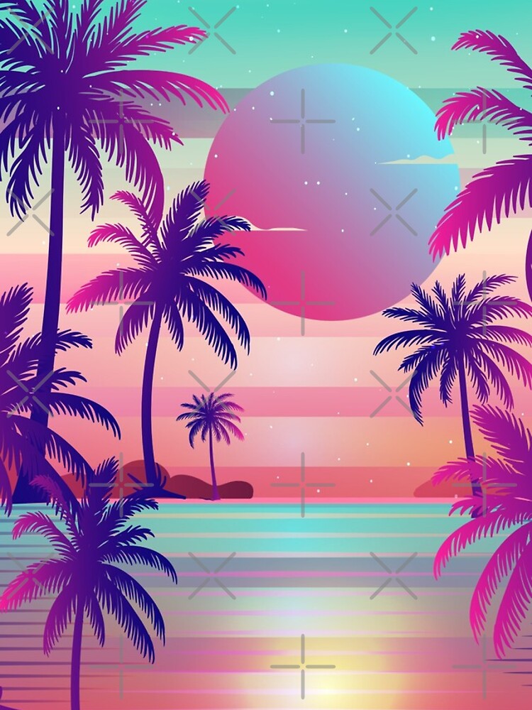 Sunset Palm Trees Vaporwave Aesthetic by MaiZephyr