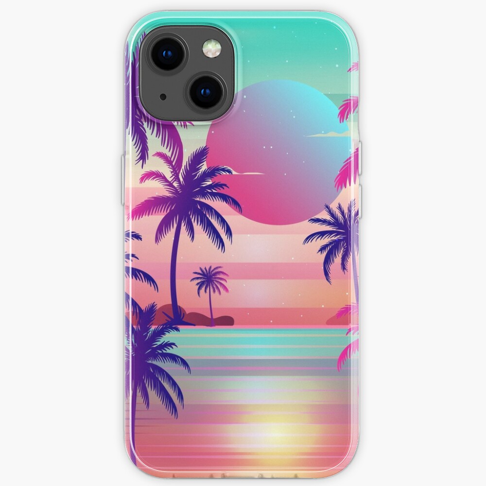 Sunset Palm Trees Vaporwave Aesthetic iPhone Case