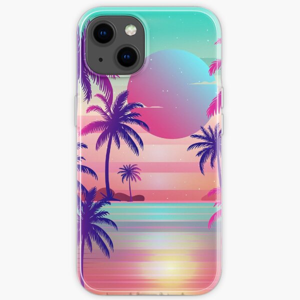 Sunset Palm Trees Vaporwave Aesthetic iPhone Soft Case