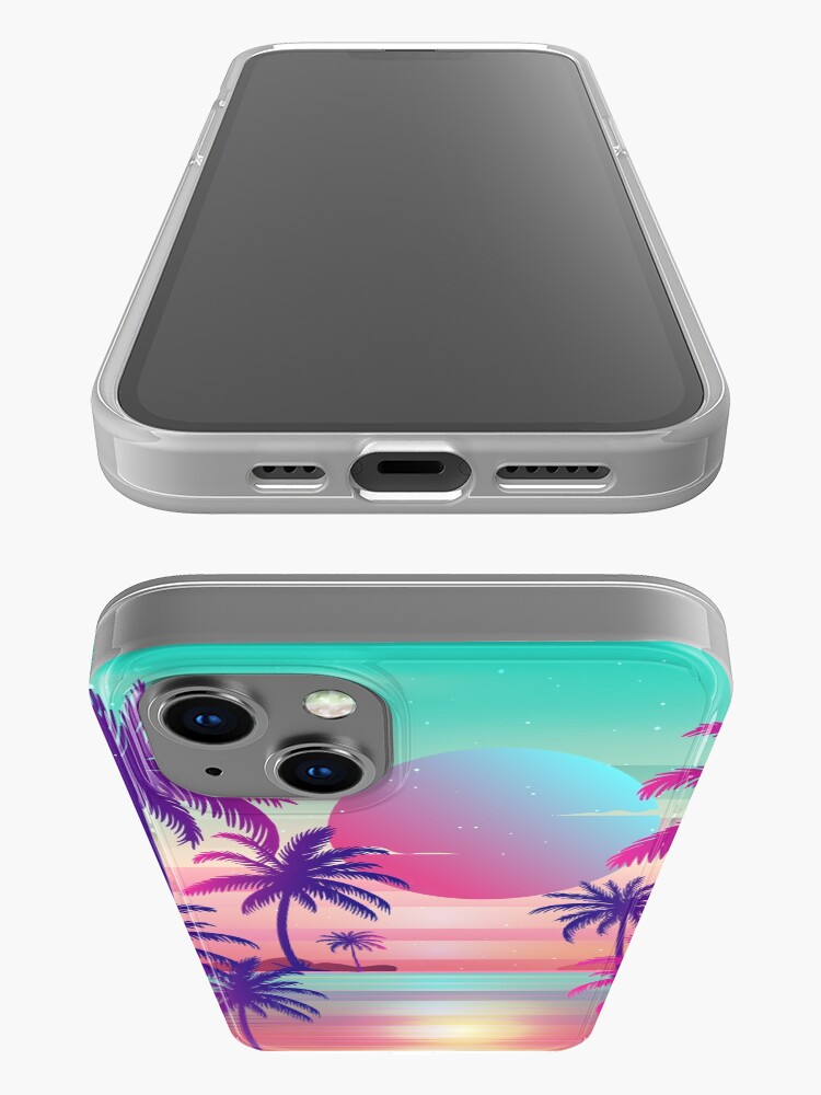 Alternate view of Sunset Palm Trees Vaporwave Aesthetic iPhone Case