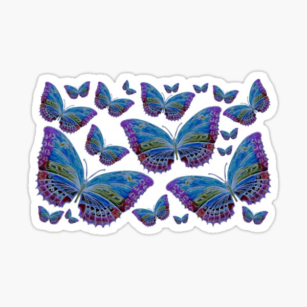 BUTTERFLY Garden, FAIRY WINGS Wearable Blue Sticker
