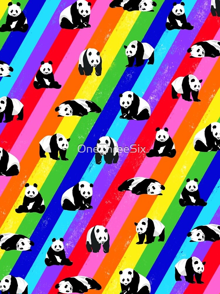 Imagen 4 de 4, Funda de iPhone con la obra Patrón de arco iris de panda, diseñada y vendida por OneThreeSix.