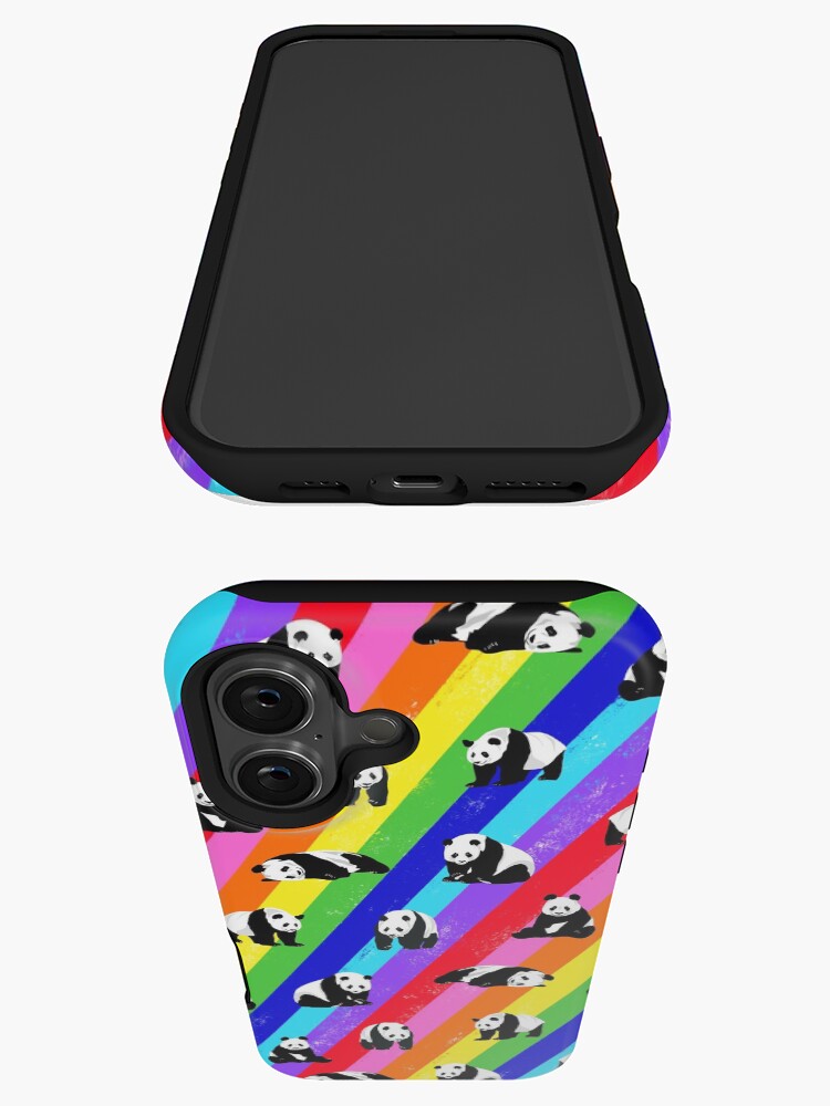 Imagen 3 de 4, Funda de iPhone con la obra Patrón de arco iris de panda, diseñada y vendida por OneThreeSix.