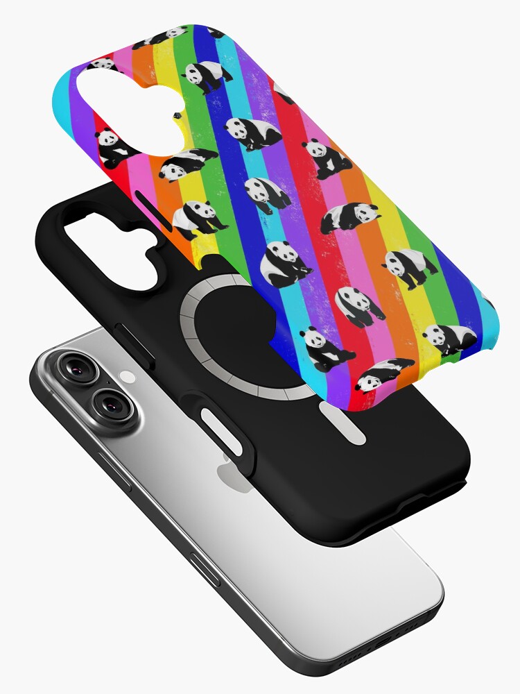 Imagen 2 de 4, Funda de iPhone con la obra Patrón de arco iris de panda, diseñada y vendida por OneThreeSix.