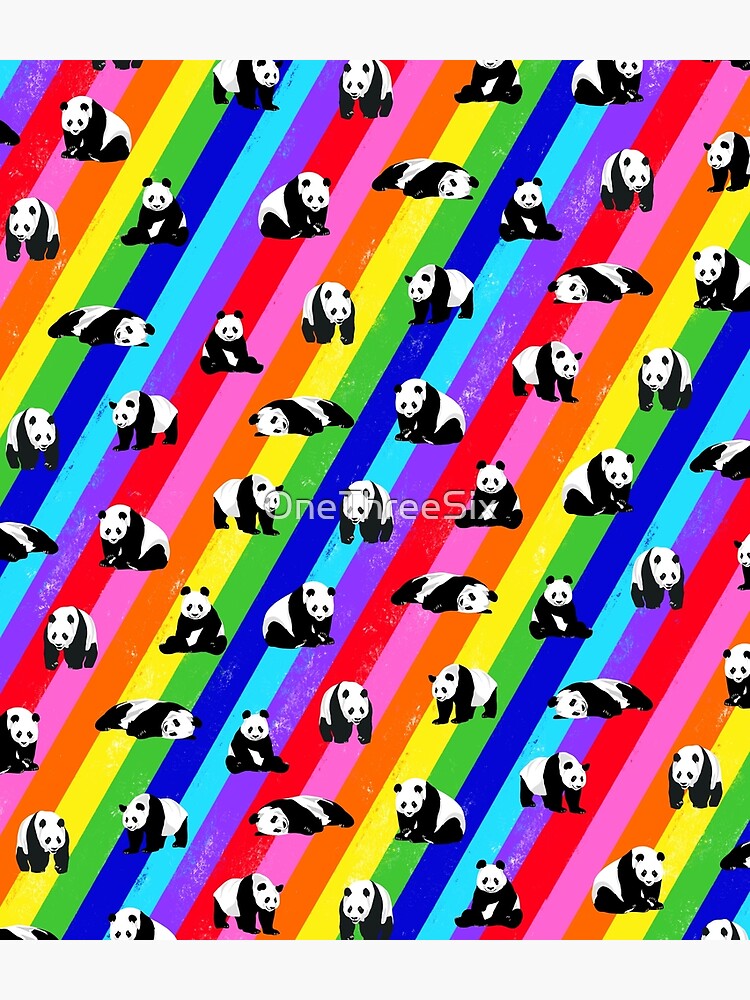 Imagen 3 de 3, Mochila con la obra Patrón de arco iris de panda, diseñada y vendida por OneThreeSix.