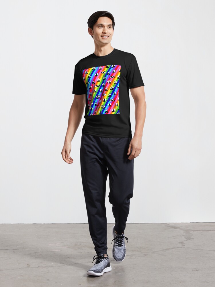 Imagen 5 de 7, Camiseta deportiva con la obra Patrón de arco iris de panda, diseñada y vendida por OneThreeSix.