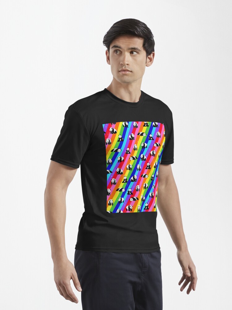 Imagen 3 de 7, Camiseta deportiva con la obra Patrón de arco iris de panda, diseñada y vendida por OneThreeSix.