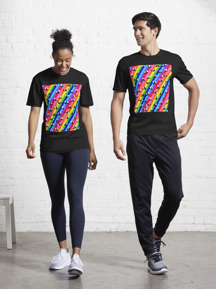 Imagen 1 de 7, Camiseta deportiva con la obra Patrón de arco iris de panda, diseñada y vendida por OneThreeSix.