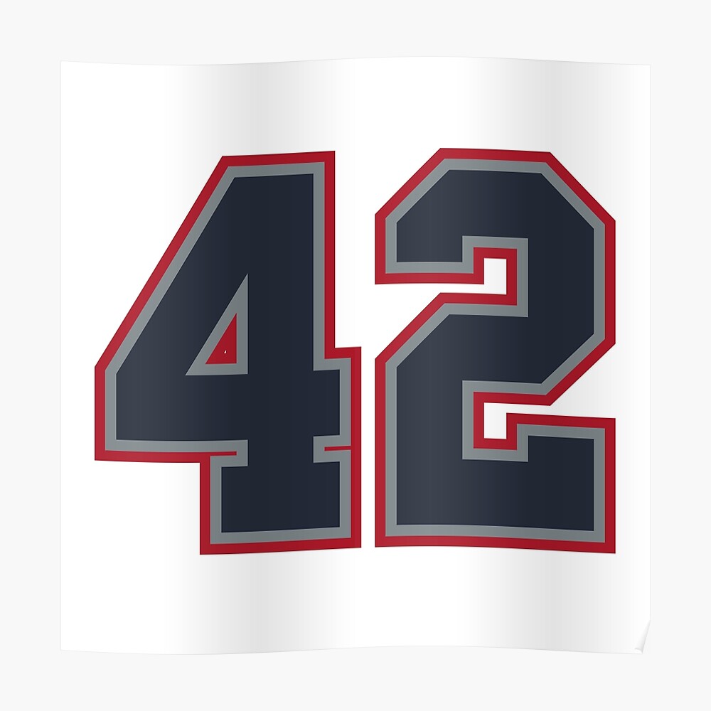 42 Navy Grey Red Sports Number Fourty-Two Sticker for Sale by HelloFromAja