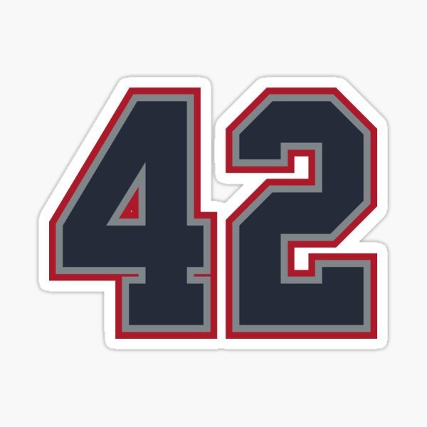 42 Navy Grey Red Sports Number Fourty-Two Sticker for Sale by HelloFromAja