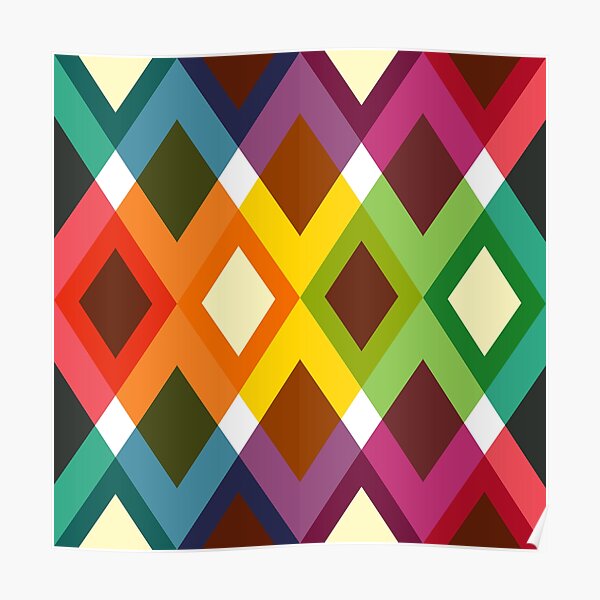 Geometric Pattern 19 (coloful diamonds) Poster