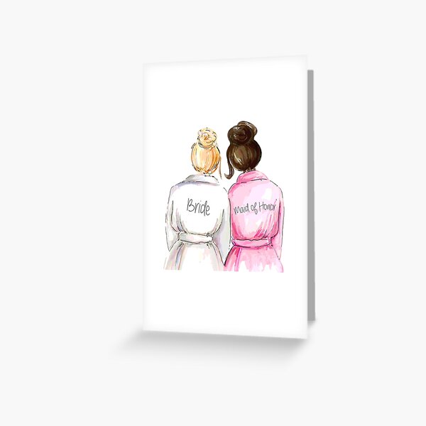 Maid of Honor Gift Proposal | Best Wedding Gift for Bride | Bride Gift from MOH | Bridal Shower Gift for Her | Maid of Honor Gift from Bride (Blonde & Brunette) Greeting Card