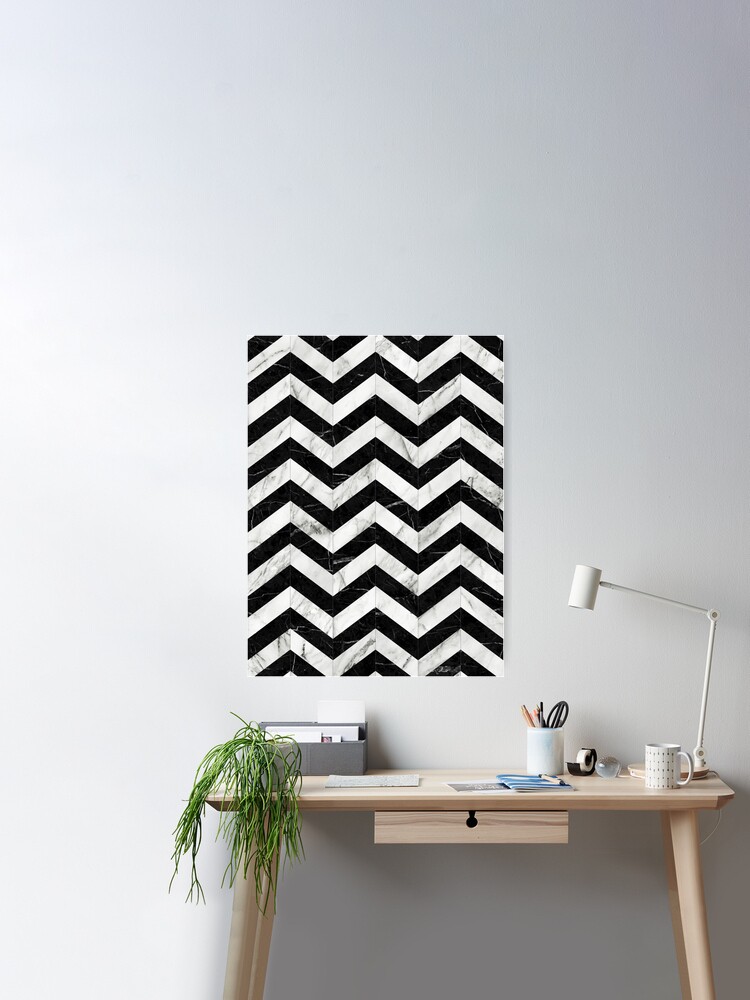 Marble Chevron Pattern 2 - Black and White Poster for Sale by Zoltan Ratko