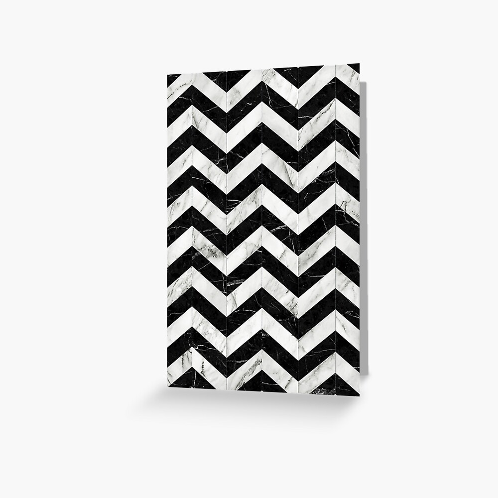 Marble Chevron Pattern 2 - Black and White Coaster by Zoltan Ratko