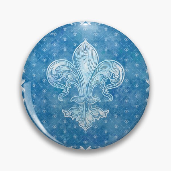 Item preview, Fleur-de-lis blue watercolor designed and sold by k9printart.
