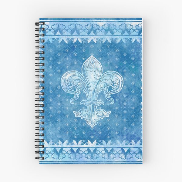 Item preview, Fleur-de-lis blue watercolor designed and sold by k9printart.