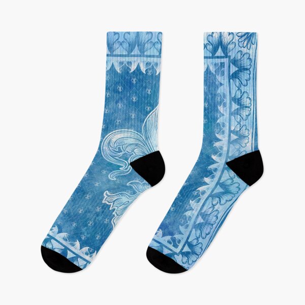 Item preview, Fleur-de-lis blue watercolor designed and sold by k9printart.