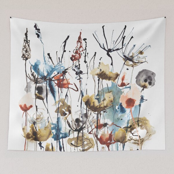 Item preview, Abstract ink wildlfowers meadow designed and sold by kittyvdheuvel.