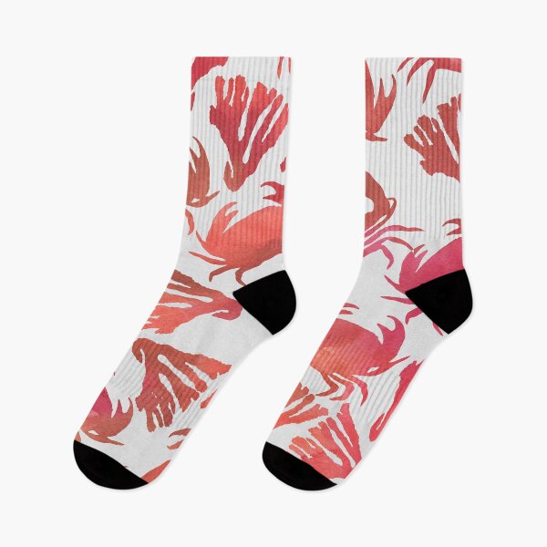 Item preview, Modern pattern with red crabs and corals designed and sold by stylebytara.