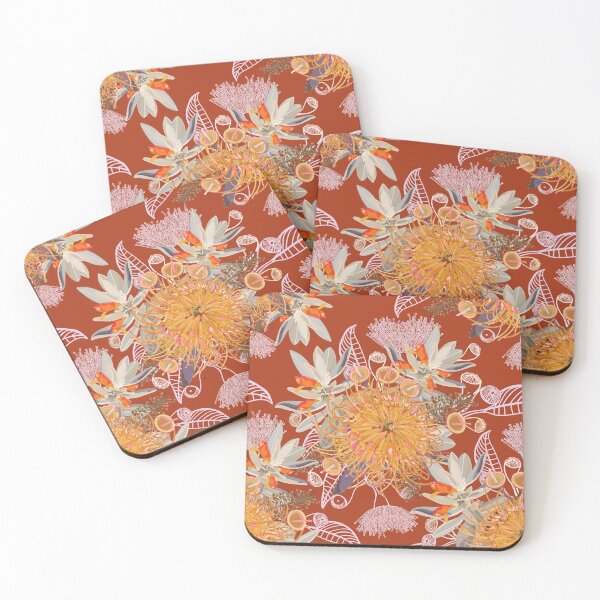 Item preview, Autumn Australian Wildflower Pattern - Warm Orange Colour Palette designed and sold by Sketchbook Designs.