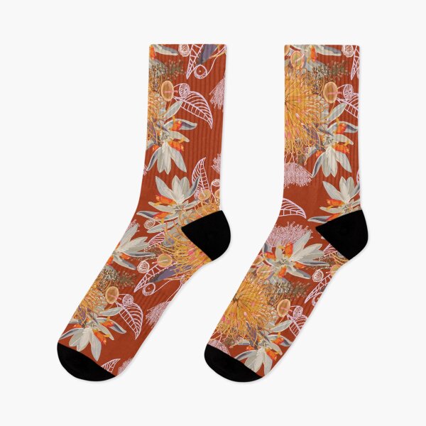 Item preview, Autumn Australian Wildflower Pattern - Warm Orange Colour Palette designed and sold by Sketchbook Designs.