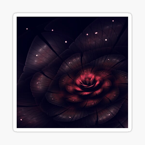 Red Queen - Red 3D Floral Bloom Fractal Art Print Sticker