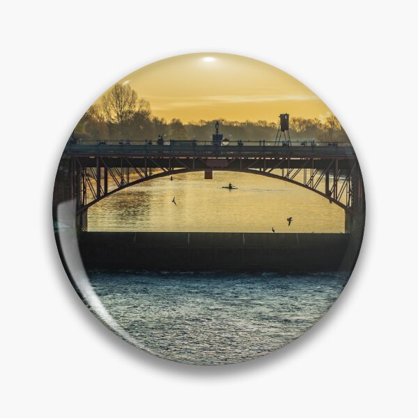 Item preview, Rowers Silhouetted at Sunrise Behind a Bridge on the River Clyde in Glasgow Scotland designed and sold by marthadoom.