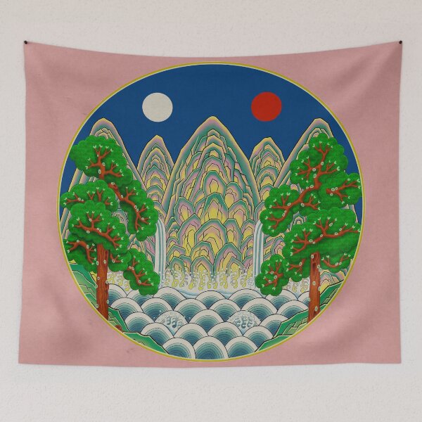 Item preview, Five peaks of the sun and moon in Spring: King’s painting Type A (Minhwa-Korean folk art) designed and sold by minsillust.