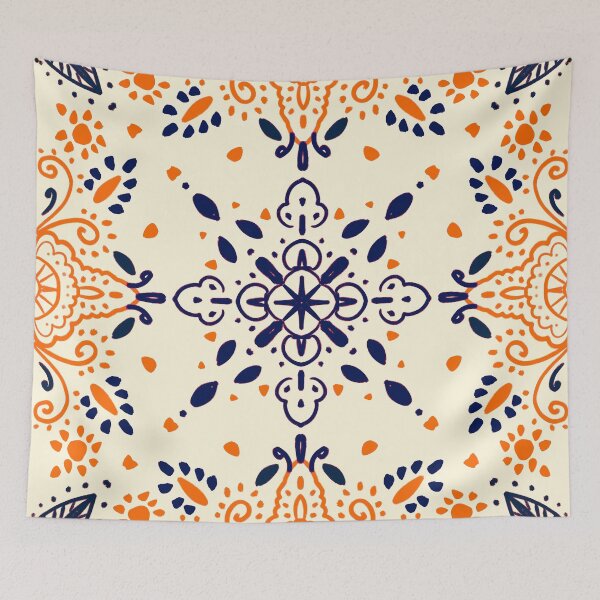 Item preview, Mandala moderno: azul y naranja designed and sold by Urvashi Patel.