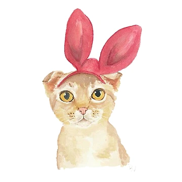 Artwork thumbnail, Cat Red Rabbit Ear Ribbon by Cat2D