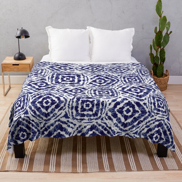 Item preview, Vector blue and white shibori diamond and squares overlap pattern designed and sold by jamiesoondesign.