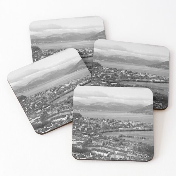 Item preview, Gourock Town Centre from Lyle Hill Greenock Inverclyde Scotland black and white  designed and sold by Scottish Photography .