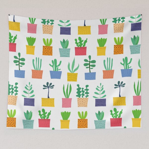 Item preview, Colorful pot plants decorative pattern designed and sold by AllyShop.