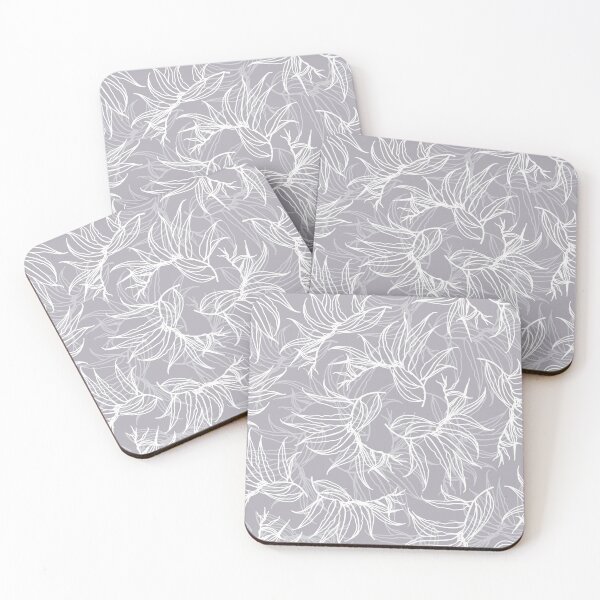 Item preview, Frosty leaves 4. Winter. White leaves line seamless pattern on gray blue. Wild herbs. Autumn leaf fall. Wild life designed and sold by Yulia Chepurova.