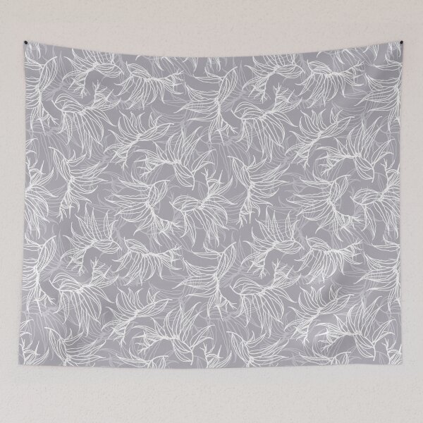 Item preview, Frosty leaves 4. Winter. White leaves line seamless pattern on gray blue. Wild herbs. Autumn leaf fall. Wild life designed and sold by Yulia Chepurova.