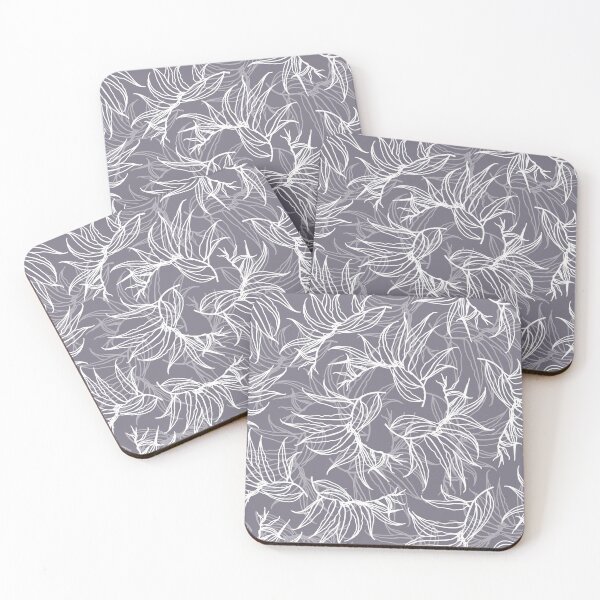 Item preview, Frosty leaves 5. Winter. White leaves line seamless pattern on lilac gray. Wild herbs. Autumn leaf fall. Wild life designed and sold by Yulia Chepurova.