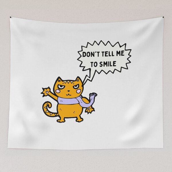 Item preview, Don't tell me to smile angry cat designed and sold by TallOne-apparel.