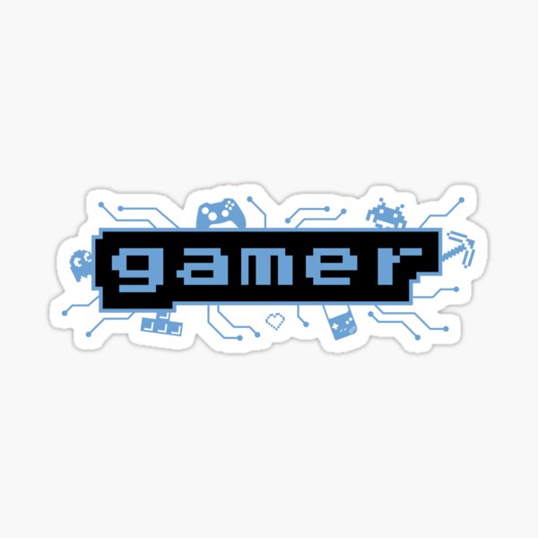 gamer outlined with game symbols Sticker