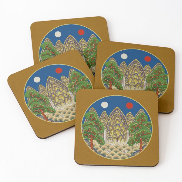 Item preview, Five peaks of the sun and moon in Autumn: King’s painting Type A (Minhwa-Korean folk art) designed and sold by minsillust.