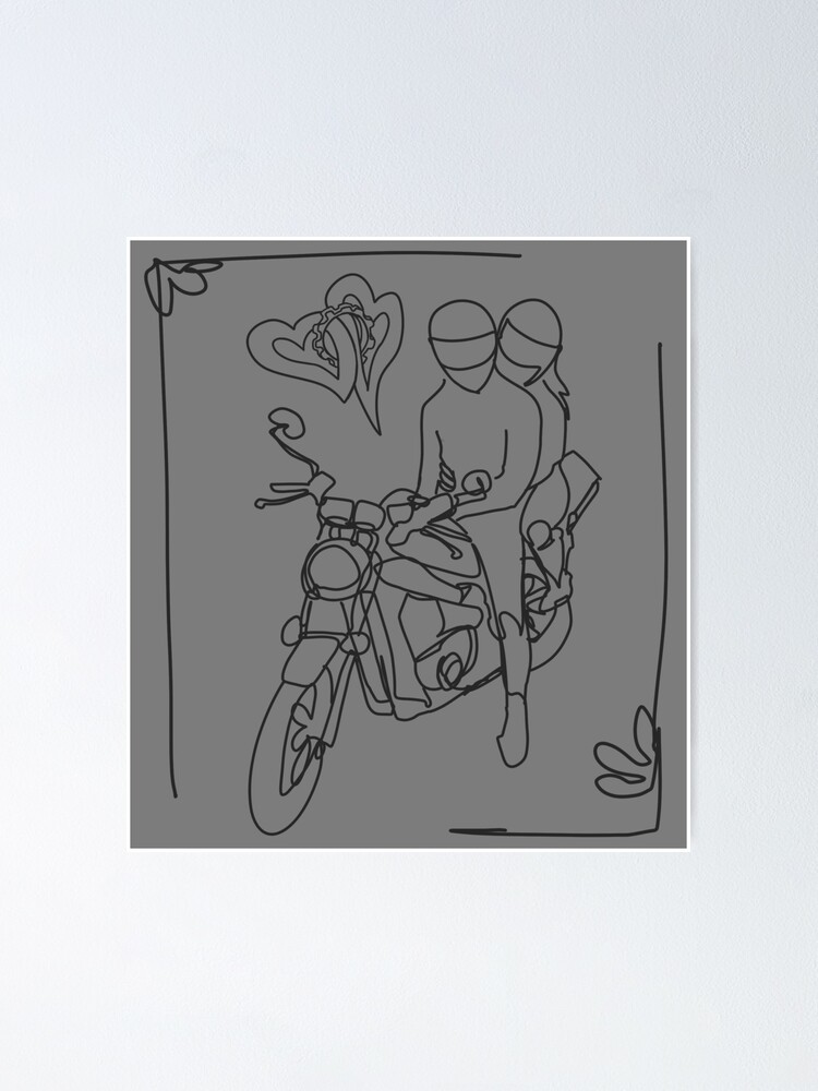 Cool Couple on Motorcycle Line Art Design: Gợi cảm và phóng khoáng, hình ảnh \