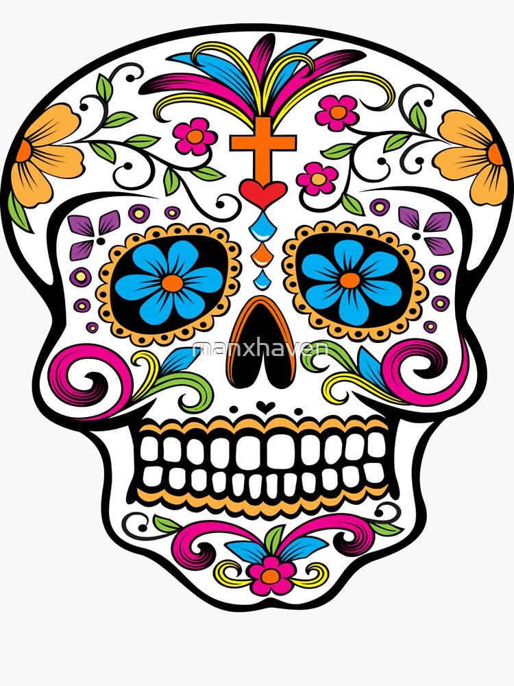 Day Of The Dead Skull Sticker For Sale By Manxhaven Redbubble 7520