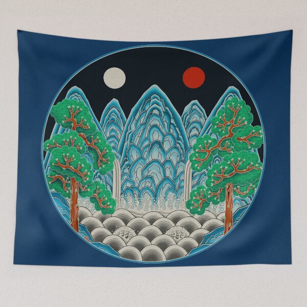 Item preview, Five peaks of the sun and moon in Winter: King’s painting Type A (Minhwa-Korean folk art) designed and sold by minsillust.
