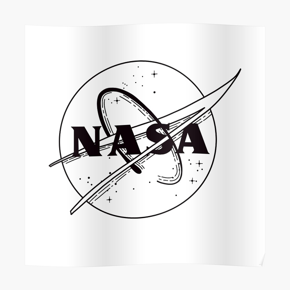 Pegatinaundefined con la obra «Nasa - blanco y negro» de Ahaime | Redbubble