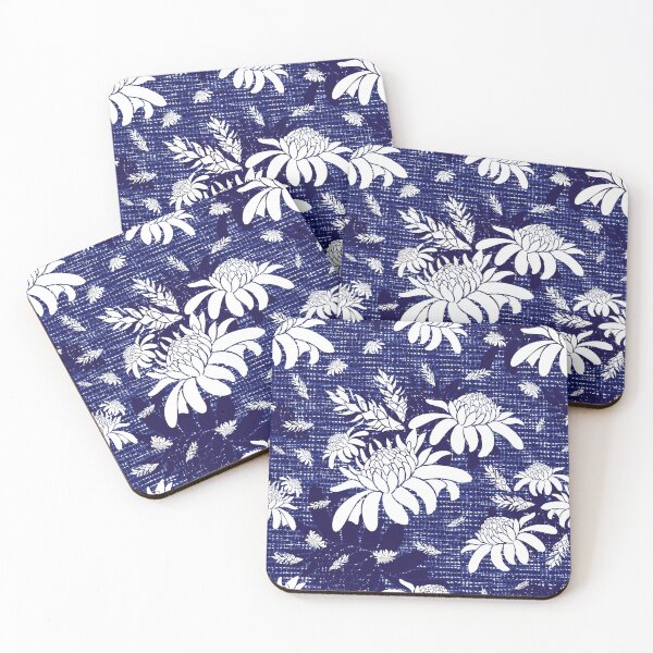 Item preview, Shibori blue canvas ginger flowers seamless pattern designed and sold by jamiesoondesign.