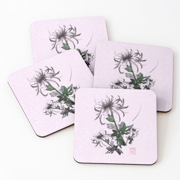 Item preview, Pretty sumi-e watercolor style chrysanthemum designed and sold by CuisineCat.