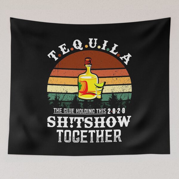 Item preview, Tequila Definition The Glue Holding This 2020 Shitshow Together Vintage Throwback Sunset with Liquor Glasses designed and sold by Dolphin Graphic.