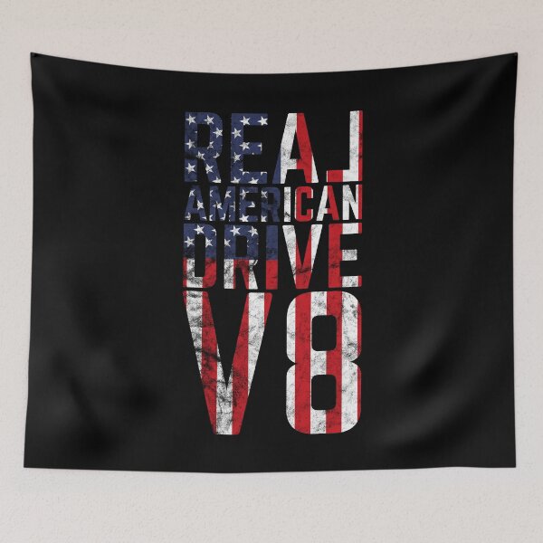 Item preview, Real American 8-cylinder V8 USA Flag Muscle Car Patriotism designed and sold by RJ-Art.